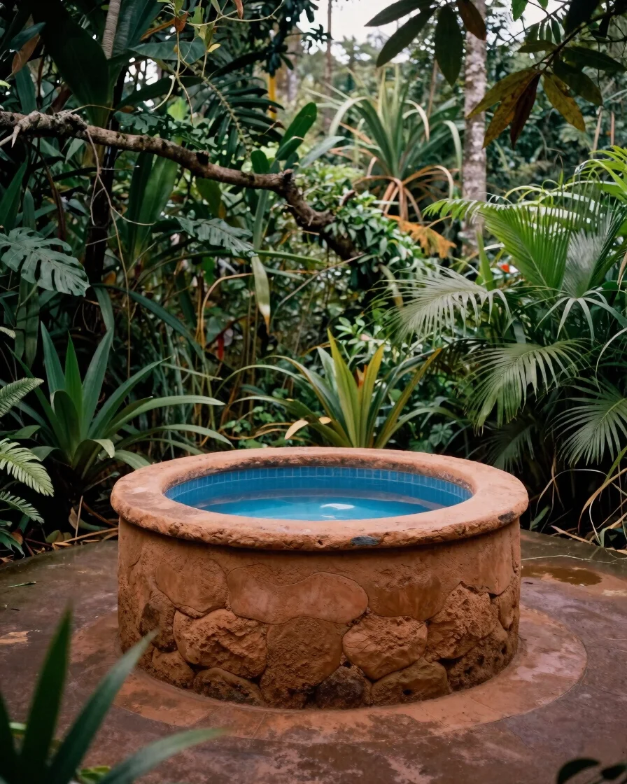 Exterior of a traditional Temazcal sweat lodge made of natural ma