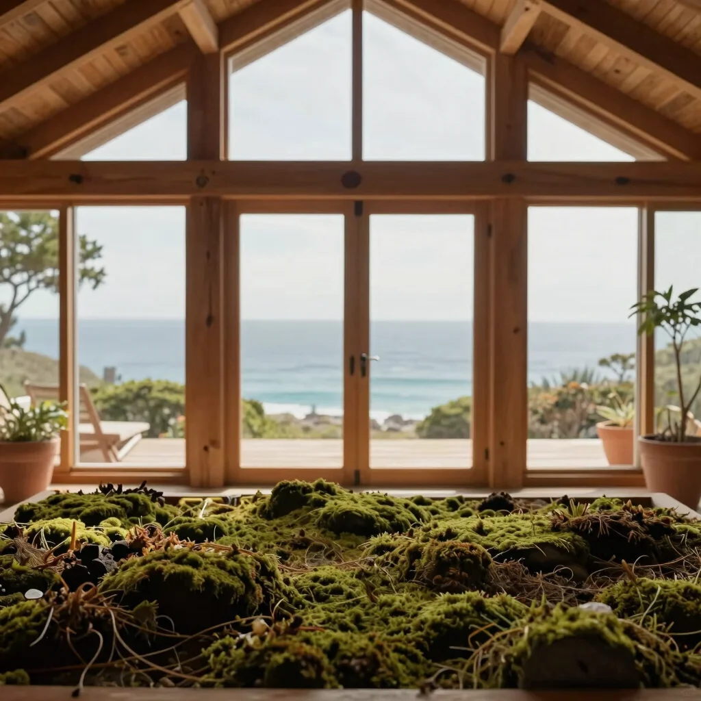 Communal house interior, warm soft daylight filtering through lar