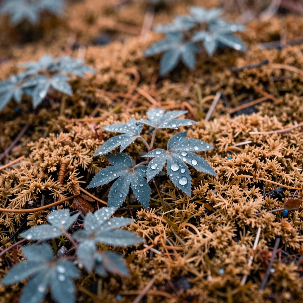 Detail shot of preserved vegetation in the gardens, soft daylight